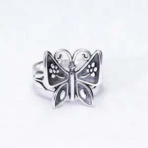 Vintage 925 Silver Plated Butterfly Ring | Boho Statement Band for Women-Size6-10inch- jewelry tiktok  jewelry on sale