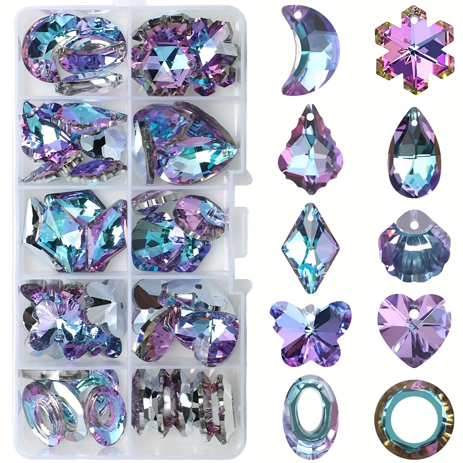 50 Crystal Beads Kit Colorful Prism Glass Hanging Garden DIY Light Pendants Decorations, Large Beads Window Sunshade Accessories, Crystal Craft Kit, Crystal Diy Charms, Crystal Beaded, Beaded Set