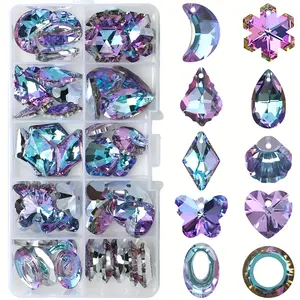 50 Crystal Beads Kit Colorful Prism Glass Hanging Garden DIY Light Pendants Decorations, Large Beads Window Sunshade Accessories, Crystal Craft Kit, Crystal Diy Charms