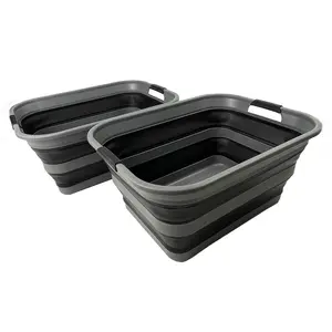SAMMART 42L Collapsible Plastic Laundry Basket - Foldable Pop Up Storage Container/Organizer - Portable Washing Tub - Space Saving Hamper/Basket