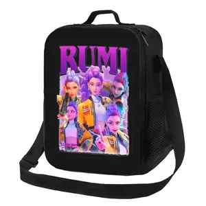 Kpop anime-themed lunch bag, large capacity picnic bag, can be carried by hand or as a shoulder bag.