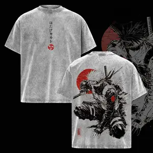 Kakashi Hatake T-Shirt Washed Vintage, Naruto Anime Oversize Streetwear Tee, Sharingan Ninja Graphic Shirt, Unisex Heavyweight Cotton Top, Gift for Anime & Manga Fans