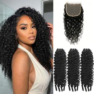 (12A) MSCLARA Burmese Curly Bundles Human Hair 1 3 Bundles Soft Bouncy Curls Full Thick Ends 100% Remy Human Hair Double Weft Sew In Hair Extensions Natural Black