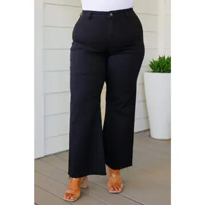 August High Rise Wide Leg Crop Jeans in Black