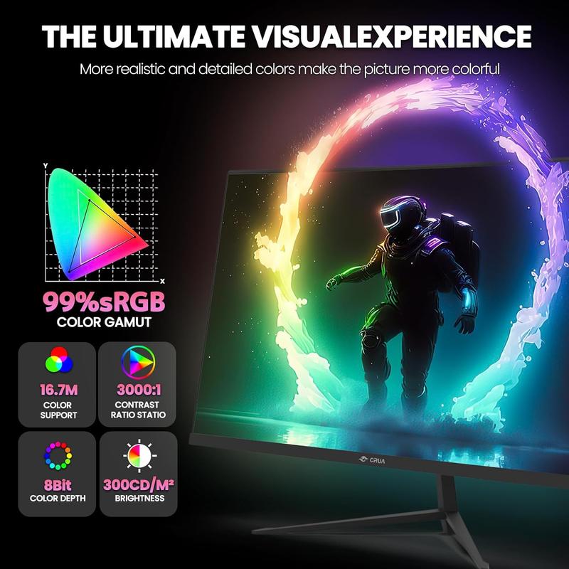 24 Inch 200hz Gaming Monitor, FHD 1080P Frameless Computer Monitors, Support AMD freesync Low Motion Blur, Eye Care,  HDMI, DisplayPort,Compatible Wall Mountable Installs-Black