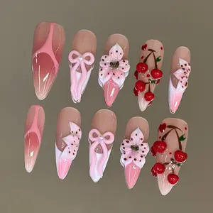 NailVesta RIBBON LILY – 100% Handcrafted 3D Press-On Nails | Reusable, Long-Lasting, Salon-Quality black lace nail art nail art