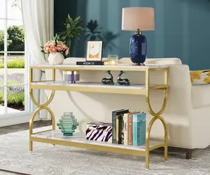 Tribesigns 55 Inch Sofa Console Table with 2 Storage Shelves for Living Room Hallway Space-saving