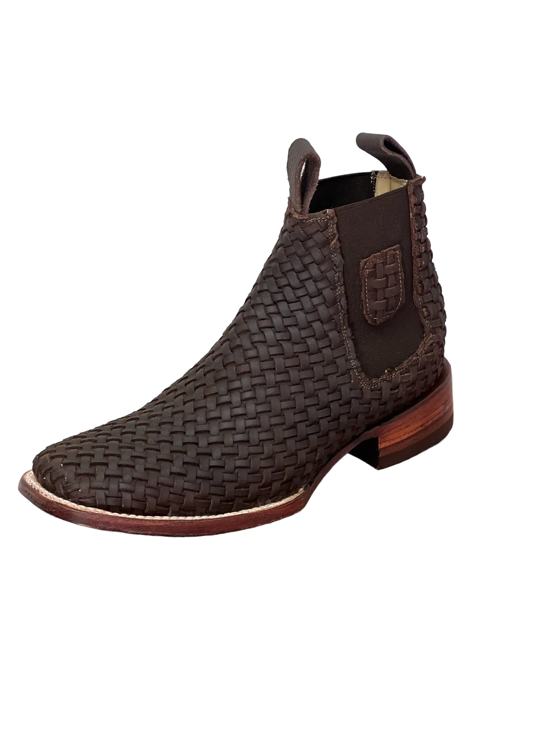 A&A MENS BOOTS, ESTILO 202 CAFE, 100% PETATILLO ORIGINAL,BOTIN PARA CABALLERO, SUELA DE CUERO, COLOR CAFE.
