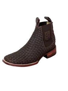 A&A MENS BOOTS, ESTILO 202 CAFE, 100% PETATILLO ORIGINAL,BOTIN PARA CABALLERO, SUELA DE CUERO, COLOR CAFE.