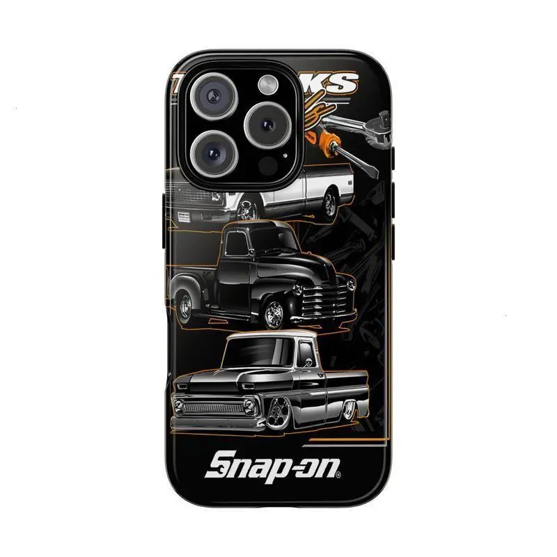 Rugged Polycarbonate & Silicone Inner Smartphone Case - Snap-on Shell, Full Body Print Truck-Tool Theme, Shock-Absorbing Shell for Daily Drops, Camera Cutouts, Durable Cover for Car Lovers, Compatible with iPhone 11-17 Pro Max/Plus, Samsung Galaxy S23-25