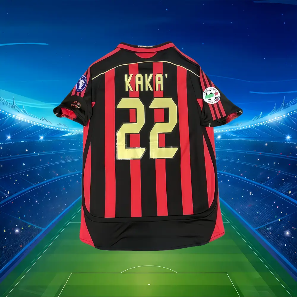 06-07 Home Short Sleeve Red and Black Stripes #22 Kaka Jersey