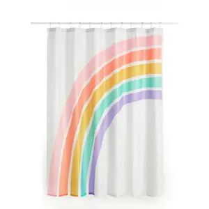 Kids Rainbow Shower Curtain with Hooks