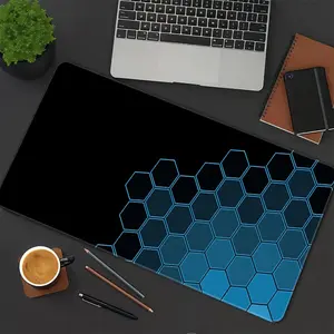 Blue Hexagons Pattern Mouse Pad, Rectangle Gaming Mouse Pad, Office Desk Keyboard Mat for Home Office Desk