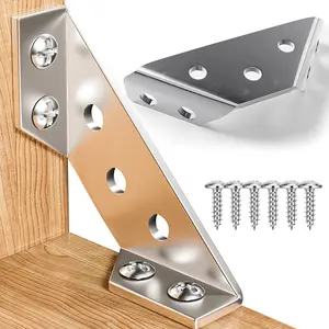 Thick Multi-Functional Corner Brackets, Mounting Brackets, Furniture Angle Sturdy Connector, 90 Degree Right Angle Fastener, Includes Screws, Universal for Cabinets, Drawers, Tables, Chairs