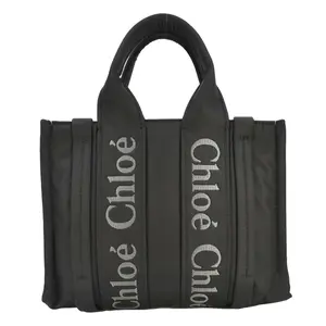Pre-owned Chloe Nylon Tote Bags Woody Small Tote Bag Black