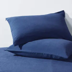 Microfiber Pillowcases Standard with Zipper Set of 2 - Breathable Zippered Pillow Covers for Hair and , Soft Brushed Pillow Cases 2 Pack, 20 x 26 Inches, Navy Blue