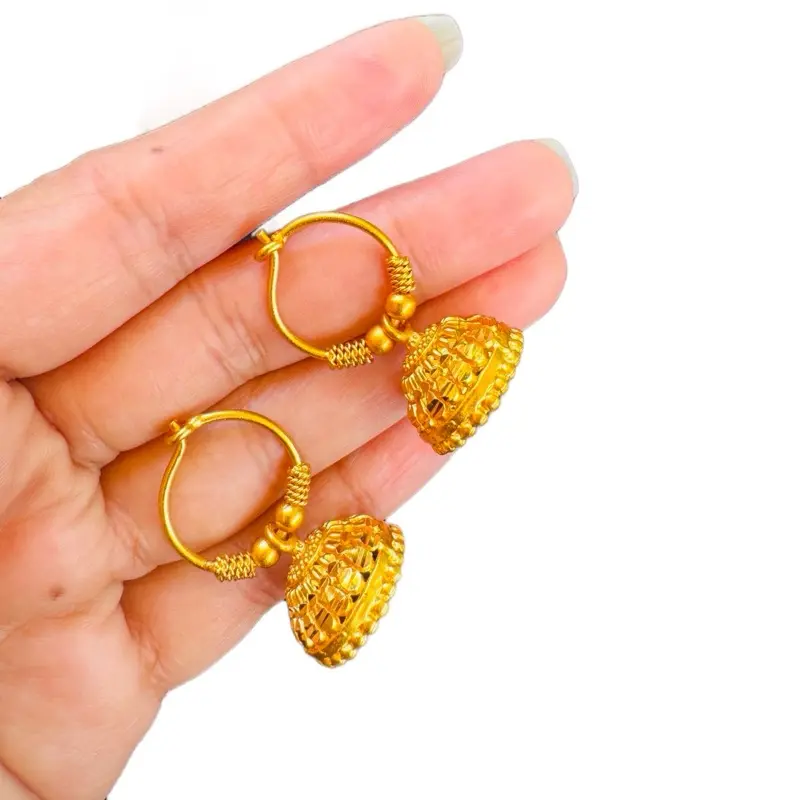 Gold Plated Jhumka Earrings for Women, Elegant Geometric Pinjada Design, Trendy Gold Plated Statement Jewelry for Daily Wear, Fashionable Jewelry Accessories, Women Who Appreciate Jewelry