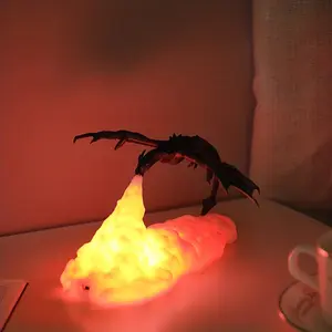 1pc Fire Dragon Lamps, 3D Printed Volcano Lamps Night Light Moon Light, Desktop Lamp For Bedroom Office, Lights, Mood Lights