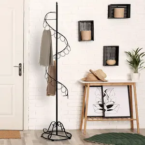 25 Rings, Black Metal Freestanding Scarf Holder, Shawl Display Tree with Spiral Design