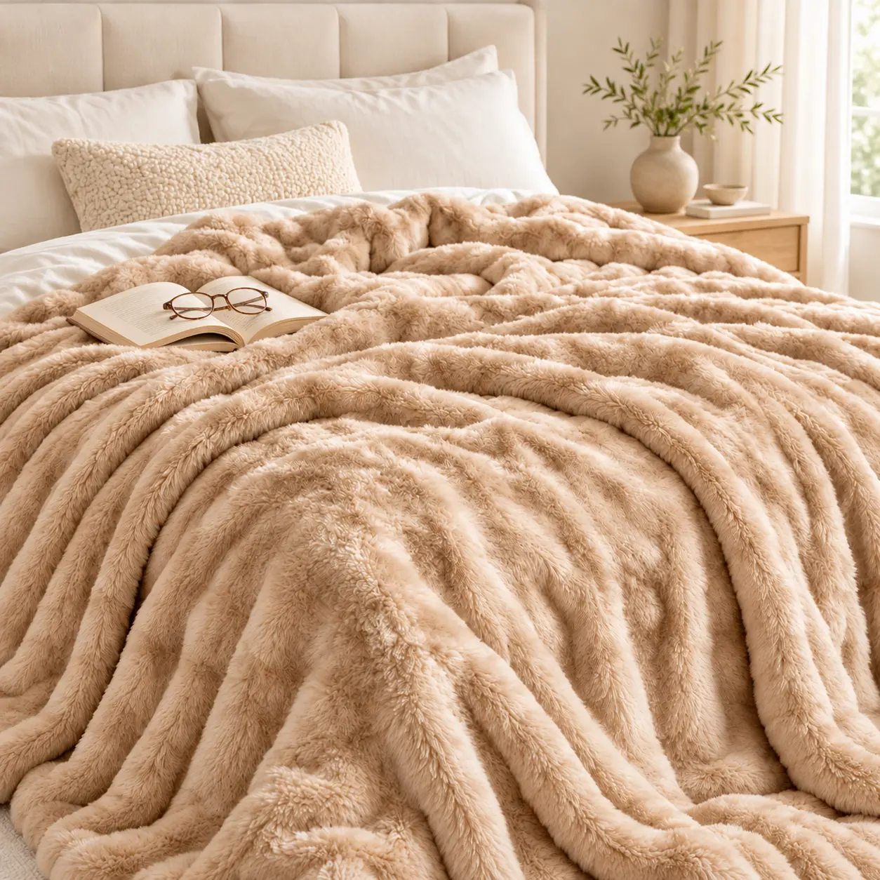 Bubble Plush Blanket for Women, Ultra Soft 3D Textured Throw Blanket for Couch Sofa and Bed, Cozy Fluffy Fuzzy Blanket for Reading and Movie Nights, Aesthetic Bedroom Decor, Birthday and Christmas Gift for Her, 5 Colors