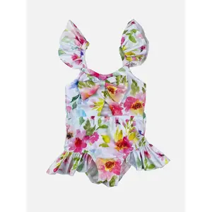 leilani bow swimsuit || watercolor floral