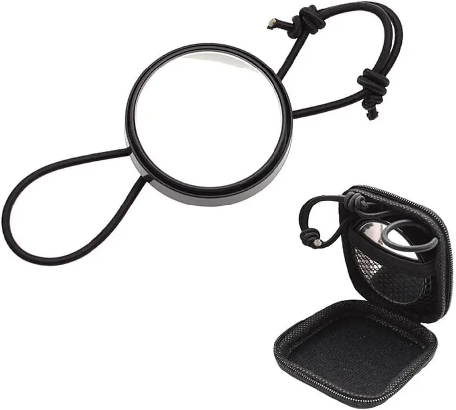 Scuba Diving Wrist Mirror with ABS Frame & Glass Lens, Adjustable Elastic Bands, Comfortable, Stable Wear for Underwater View Observation & Equipment Checks (Black), Youth