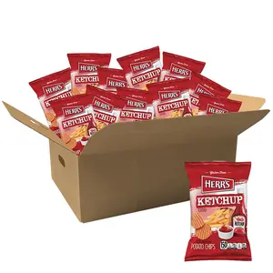 Herr's Ketchup Ripple Potato Chips Sample Pack (Pack of 42, 1 Ounce Bags) – Bold and Tangy Ketchup-Flavored Chips – Fun for Snacking and Sharing