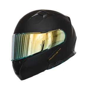 HAX Matte Black Motorcycle Helmet AMATISTA Series with Retractable UV Protection Lens & Hypoallergenic Pads DOT & ECE Certified