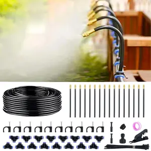 360° Adjustable Drip Irrigation System - 50FT Garden Watering System with 16 Nozzles, Garden Mister System, Garden Irrigation System, Atomizing System for Yard, Lawn, Plants, 5/16 inch Tubing ﻿