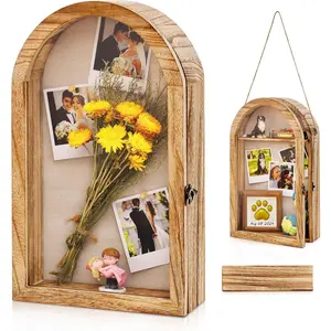 Shadow Box Frame 10x16 Large Shadow Boxes Display Cases with Linen  and Removable Shelves, Picture Frame Wedding Bouquet Memorabilia Medals Photos Memory Box for Keepsakes, Carbonized Brown