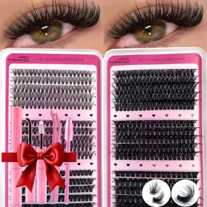 Mikiwi 570pcs/Pack Extra Dense fluffy Wispy fake eyelash 30/40/50/60/80/100D Faux Mink lashes 0.07mm D curl 10-18mm Natural soft Reusable Makeup Accessories for Versatile Styling Waterproof Cluster extension kit