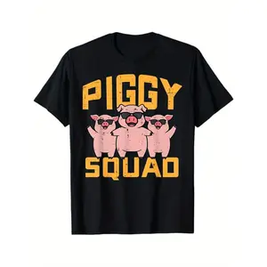 Men's cotton casual T-shirt Pig Lover Piggy Squad Hog Farmer Crew Swine Women Men T-Shirt Made in usa