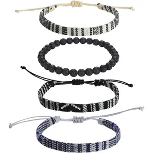 h-7 Beach Bracelet Set for Men and Women, Surfer Men Bracelet, Braided Boho Summer Bracelets Adjustable Men's Bracelet Handmade Women Bracelet String Rope Ankle Bracelets Birthday Gift