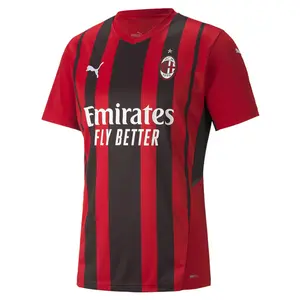PUMA Mens Ac Milan V-Neck Short Sleeve Home Shirt Replica Jersey Casual - Red