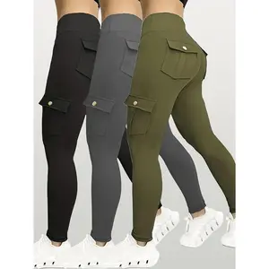 Women's High Waist Yoga Pants with Butt Lift and Pockets - 90% Polyester 10% Elastane Stretchy Sports Leggings, Solid Color Extra Long Leggings, Suitable for Running, Workout, Gym - All-Season Comfortable, Versatile Sportsw