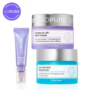 GOPURE Total Tighten & Lift Facial Trio - Eye Gel, Neck Cream, Anti Wrinkle Moisturizer
