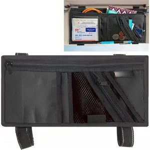 Car Visor Organizer with Secure Zip Pockets, Sunglasses Holder and Clear Registration and Insurance Pocket - Heavy Duty Straps Fit Most Car, SUV and Truck
