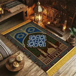 Portable Arch Prayer Mat with Storage Bag, Islamic Sajjadah Ramadan Arab style (66), Janamaz Essential, Gift for Spirituality