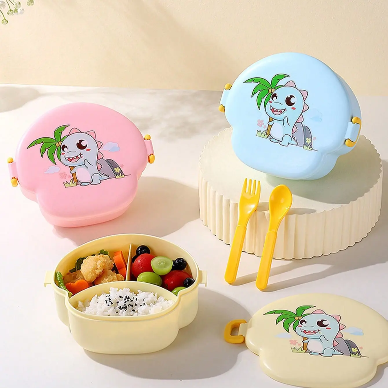Cartoon Microwave Lunch Box, Microwavable Bento Box, Portable Food Container, Microwave Safe Container for Salads and Rice, Ideal for Students and Office Workers, Perfect for Meal Prep and School Use, Lunchbox