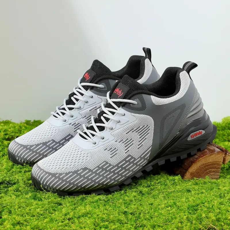 KRICELY Men's Round Toe Low-Cut Multi-Sport Trainers - Breathable, Antislip, Grippy Grip, Lace-Locked Fit, Secure Lace Hold, Rubber Sole, Running Sneakers Shoes for Casual Wear, Trail Running Runner Footwear