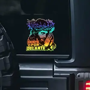 Prayer Car Sticker Jesus Blessing DIOS Laser Reflective Car Window Sticker for Covering Scratches Easter Sticker Truck Car Decal