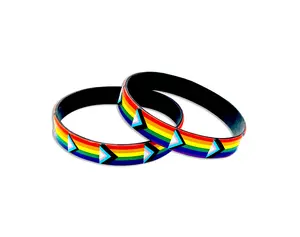 Daniel Quasar Progress Pride Flag Silicone Bracelet – Rainbow LGBTQ+ Pride Wristband with Black, Brown & Transgender Colors, Durable Rubber Bracelet for Pride Events, Parades & Everyday LGBTQ Support