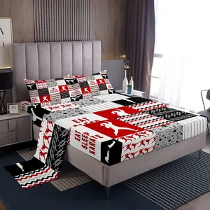 Karate Summer Gift Bed Sheet Set,Geometric Pattern Sheet Set,All Season Bedroom Decor Sheets with Deep Pocket Fitted Sheet