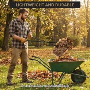 2 Pack Black Metal Leaf Grabber Rakes, Heavy Duty Long Handle Garden Leaf Collector with 40.7in Telescopic Handle, Durable Yard Waste Pickup Tool for Lawn, Patio and Garden Cleaning