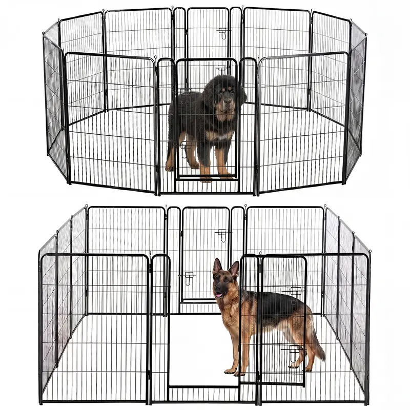 Dog Playpen Indoor, Metal 24 Inch 2 Panels Foldable Pet Fence with Door, Outdoor Small Medium Large Dog Puppy Portable Exercise Play Pen for RV Camping, Trips, Play Yard