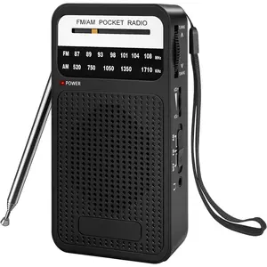 Portable Radio AM FM, Goodes Transistor Radio with Loud Speaker, Headphone Jack, 2AA Battery Operated Radio for Long Range Reception, Pocket Radio for Indoor, Outdoor and Emergency Use-Red