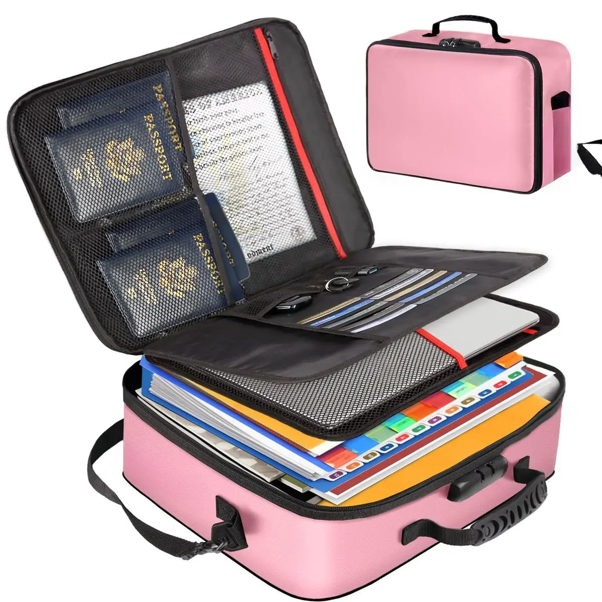 Fireproof Document Bag with Lock, 17x11.8x5 in Zip Closure, Electronic Safe for Secure Storage, Home Supplies Item