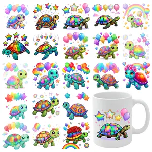 21 Pcs Colorful Turtles UV DTF Stickers for 16 oz Tumbler Mug Decoration Gift Waterproof Rub on Transfers UV DTF Stickers UV DTF Transfer Stickers for Glass Cups