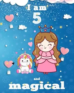 USED-unicorn journal i am 5 and magical: A Happy Birthday 5 Years Old Unicorn Journal Notebook for Kids, coloring & Activity Book... 18 Adorable unicorn De by I. Am 5. and Magical, Unicorn Journal