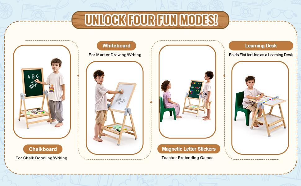 VEVOR 2-in-1 Kids Art Easel Double-Sided Wooden Magnetic Whiteboard Chalkboard,Christmas gift VEVOR 2-in-1 Kids Art Easel Double-Sided Wooden Magnetic Whiteboard Chalkboard,Christmas gift